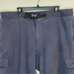 Duluth Trading Sweatpants Men XLx32 Blue Cargo Belted Fleece Loose Lounge Casual